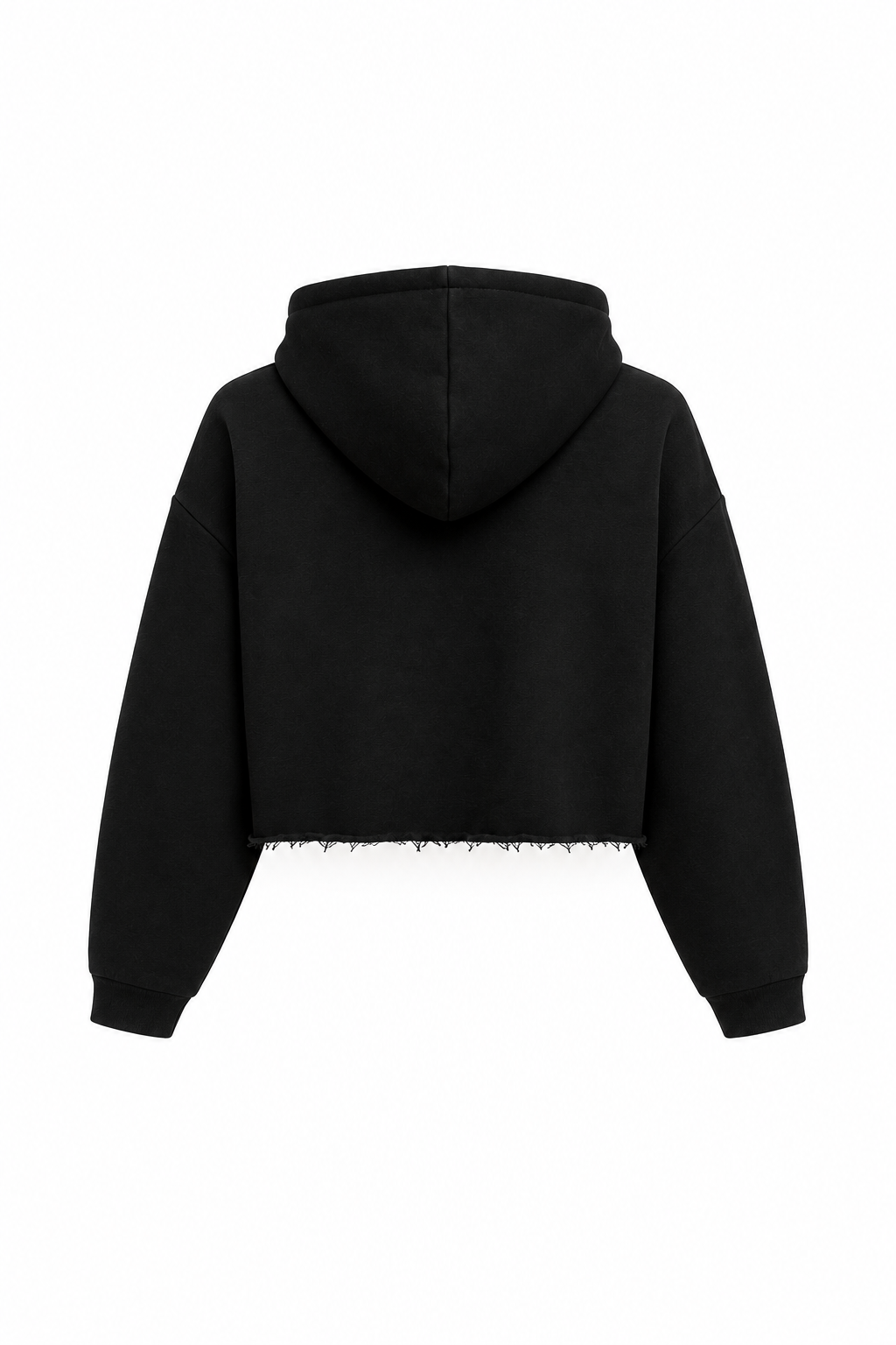 Hoodie Crop Negro con Cremallera para Mujer - CRONOS