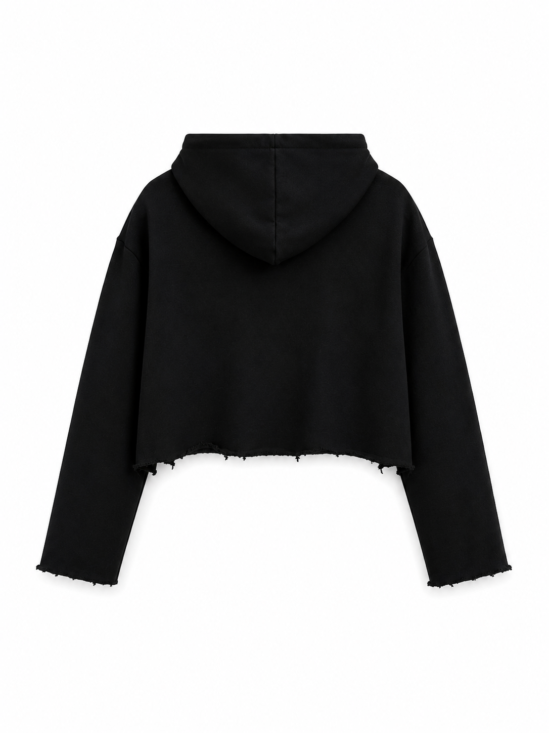 Hoodie Crop Negro con Cremallera para Mujer - CRONOS